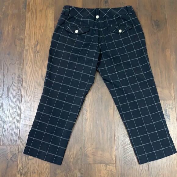 Nike Golf Dri-Fit Windowpane Plaid Black/White Cropped Capris Pants - Picture 8 of 8